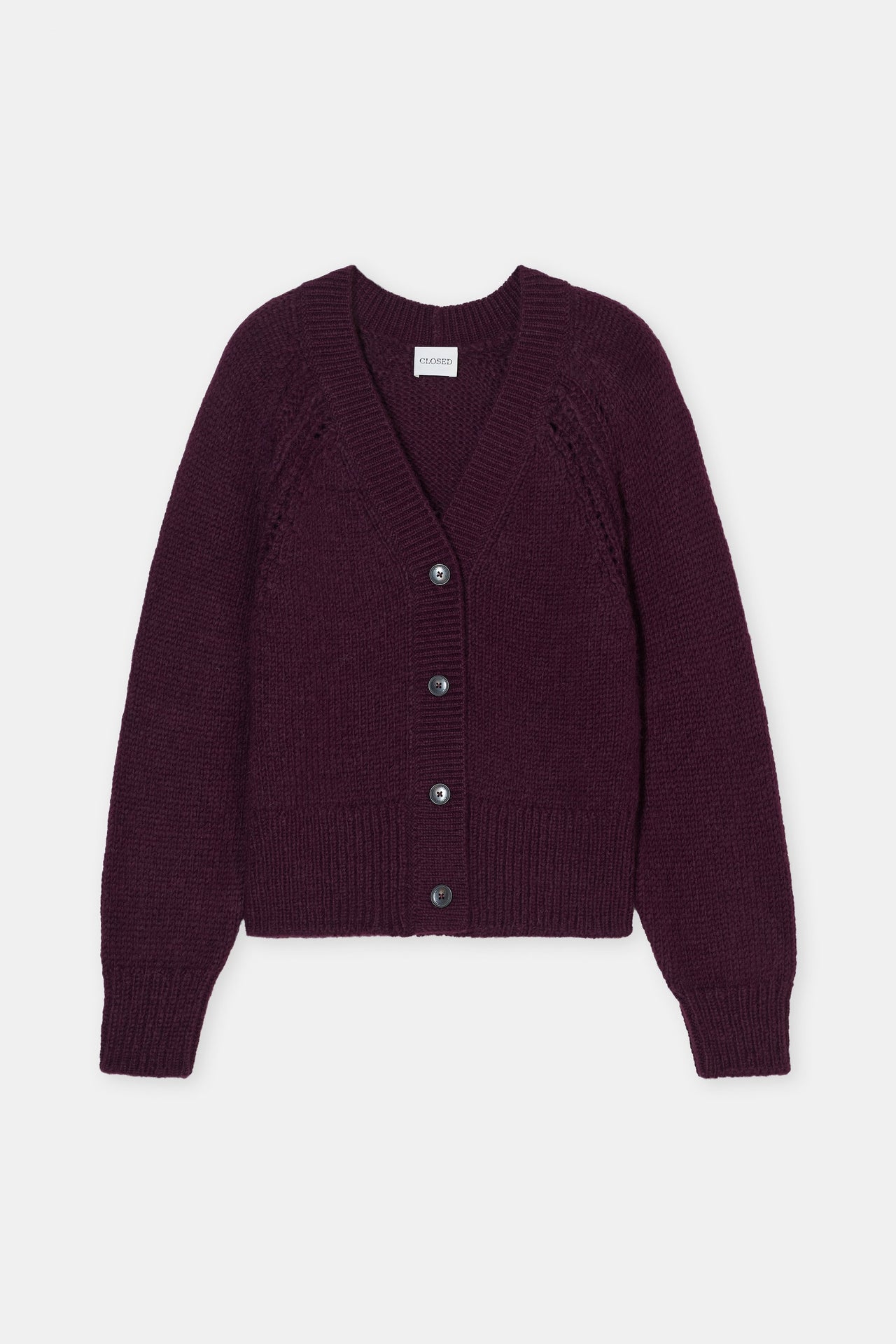 CLOSED WOMENS ALPACA-WOOL CARDIGAN - DARK RAISIN RED