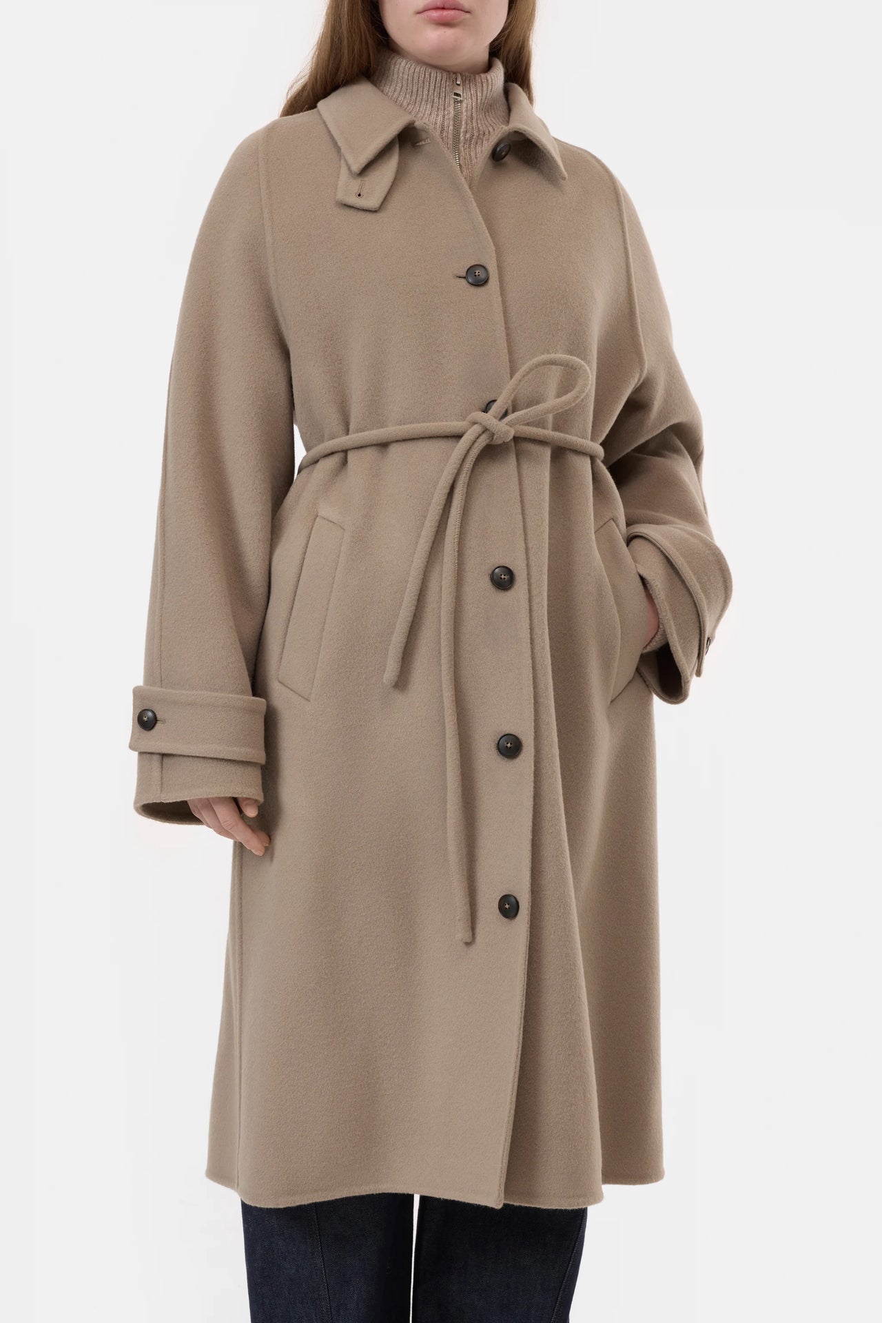 CLOSED WOMENS WOOL BLEND COAT WITH CASHMERE - CLAY BEIGE