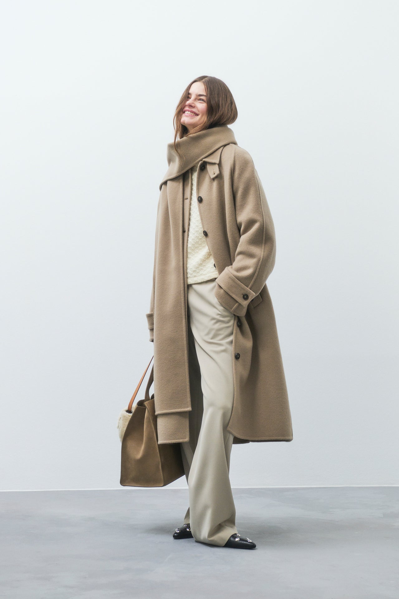 CLOSED WOMENS WOOL BLEND COAT WITH CASHMERE - CLAY BEIGE
