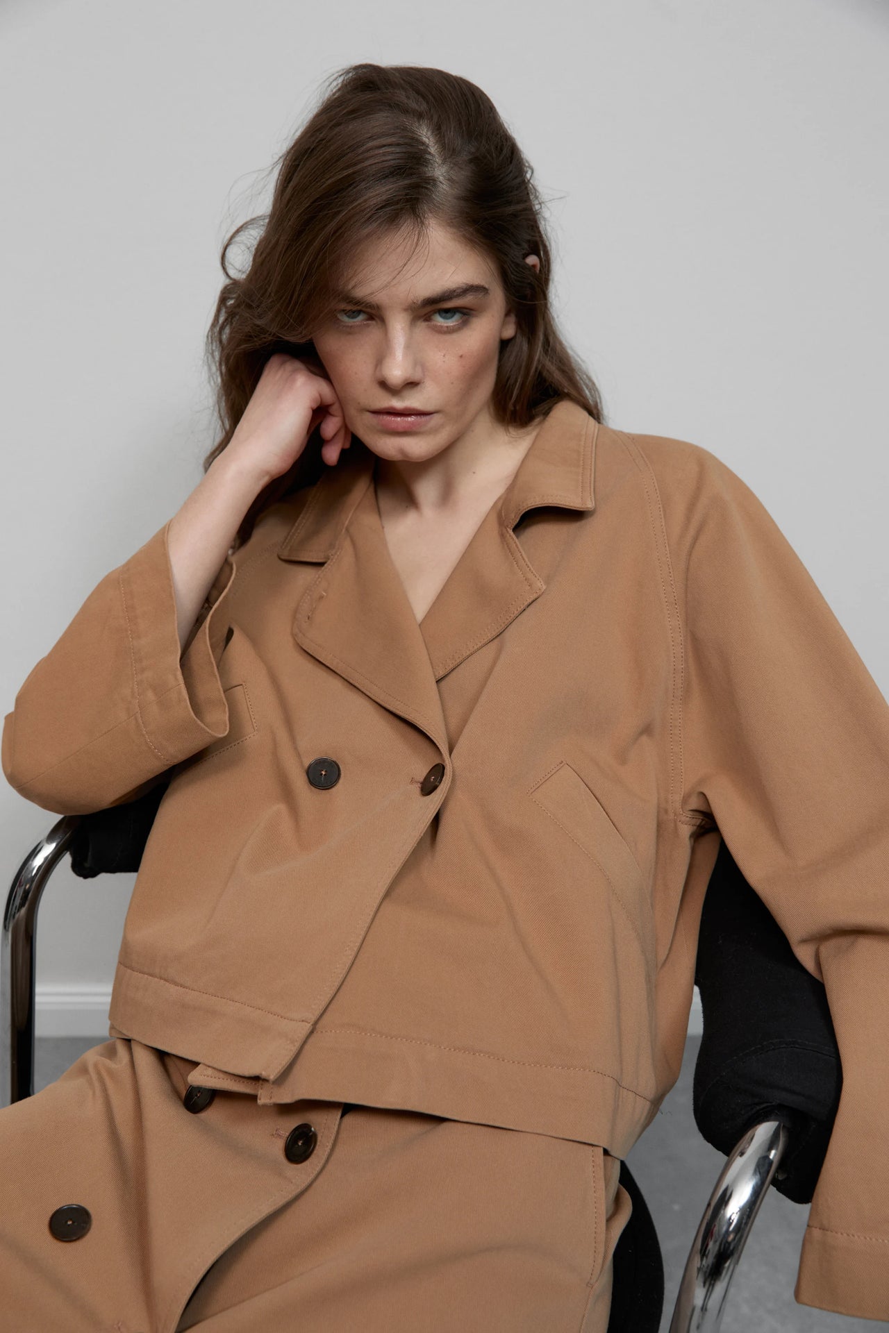 CLOSED WOMENS SHORT TRENCH JACKET - BISCOTTI BROWN