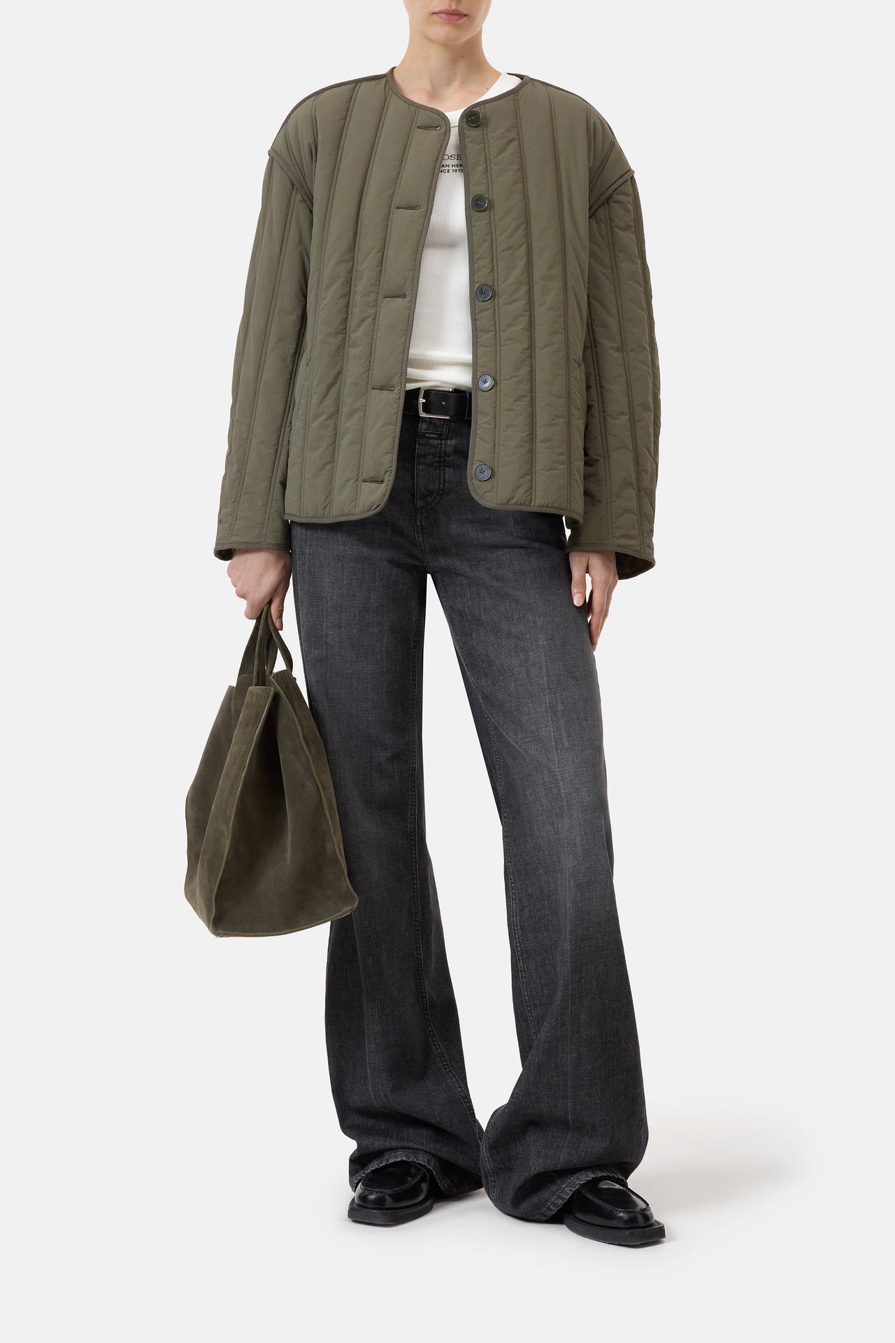 CLOSED WOMENS QUILTED JACKET- FOREST GREEN