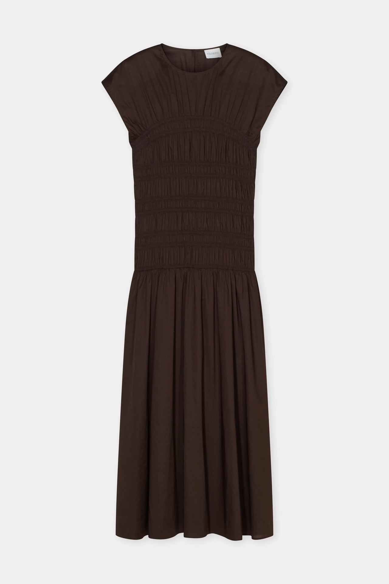 CLOSED WOMENS SMOCKED DRESS - MAPLE BROWN