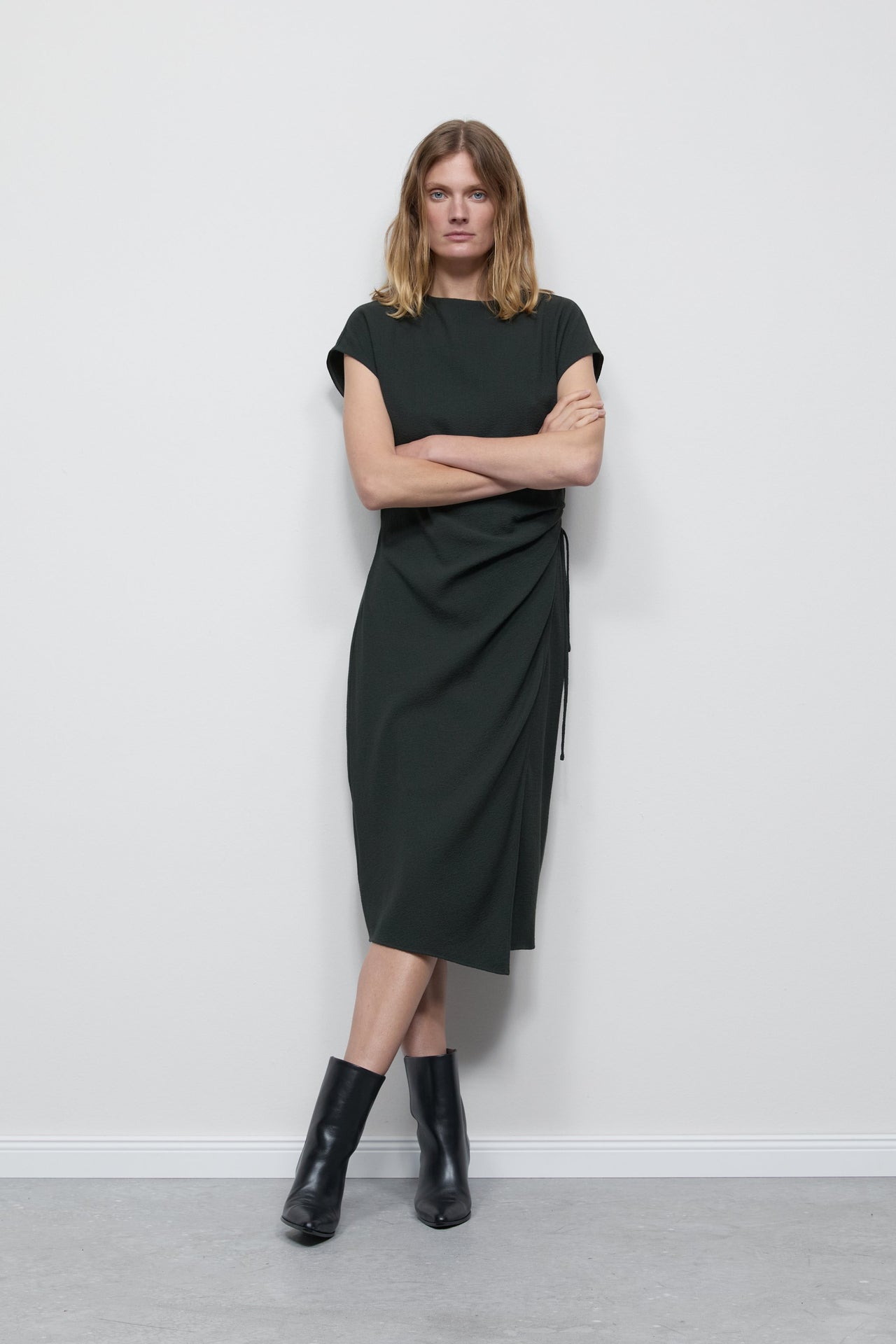 CLOSED WOMENS TEXTURED VISCOSE BLEND DRESS - IRISH COFFEE