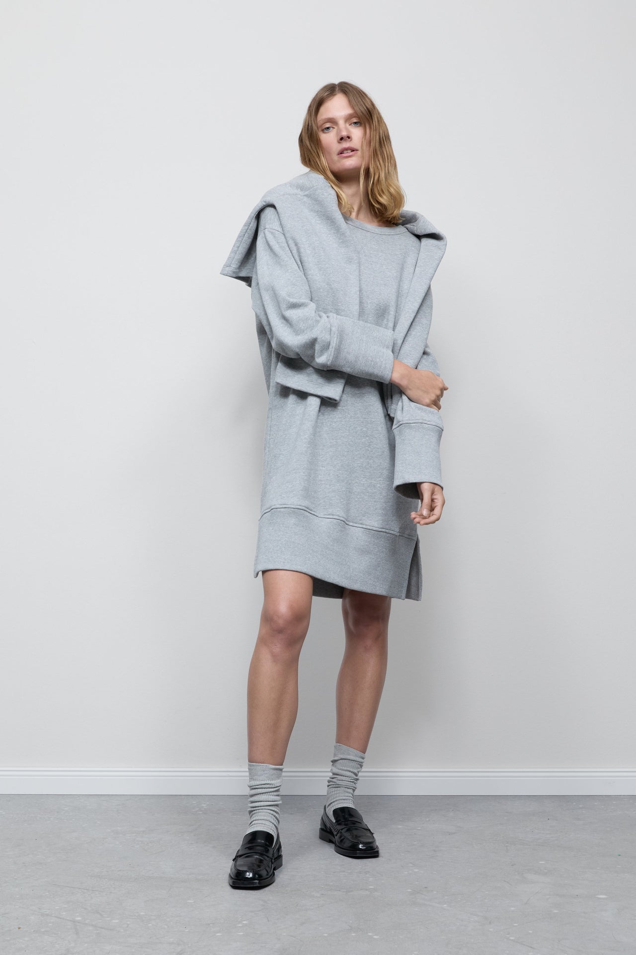 CLOSED WOMENS JERSEY DRESS - LIGHT GREY MELANGE