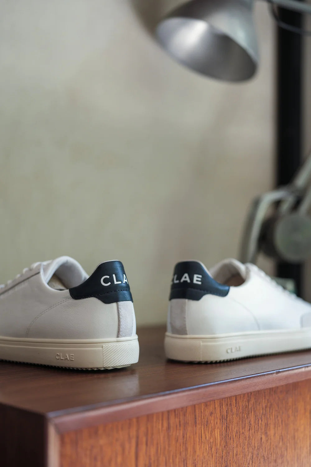 CLAE DEANE SNEAKERS - WHITE LEATHER NAVY