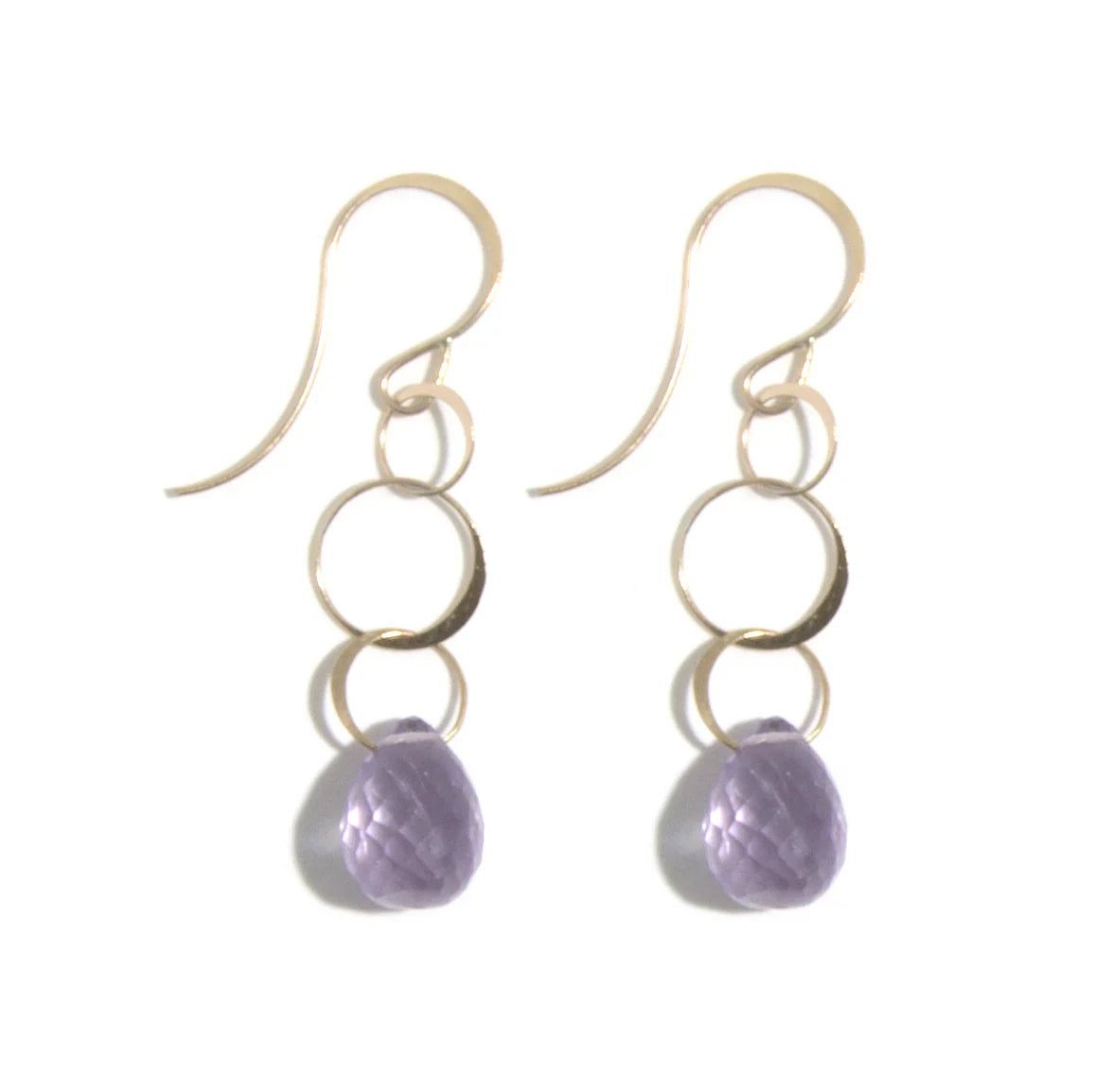 MELISSA JOY MANNING THREE LINK ROSE AMETHYST DROP EARRING - STERLING SILVER