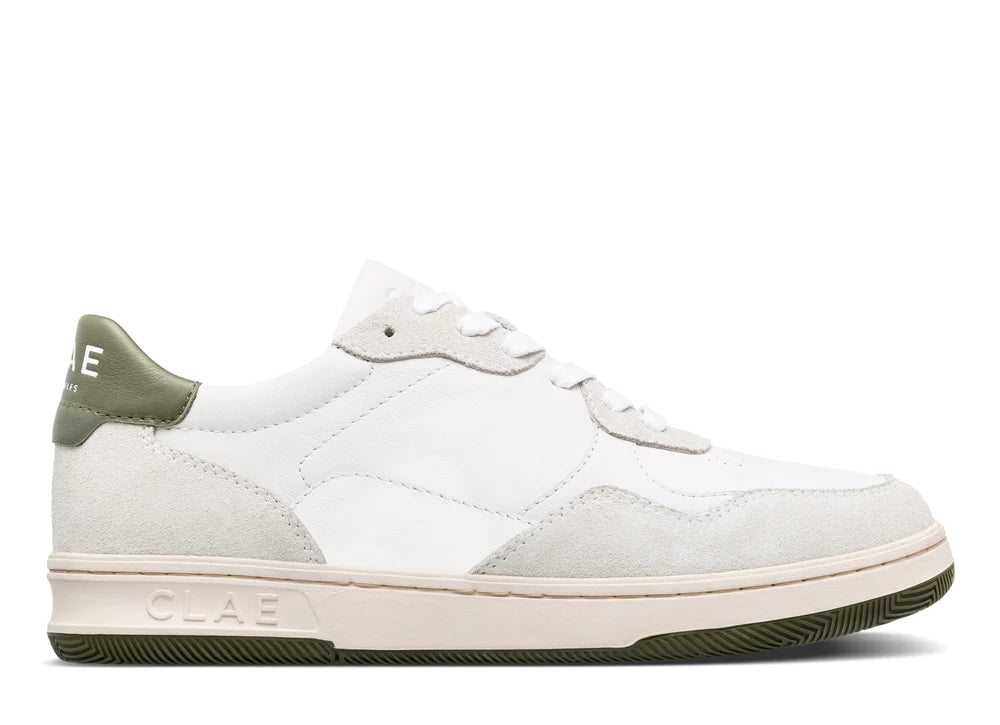 CLAE ELFORD SNEAKERS - WHITE LEATHER OLIVE