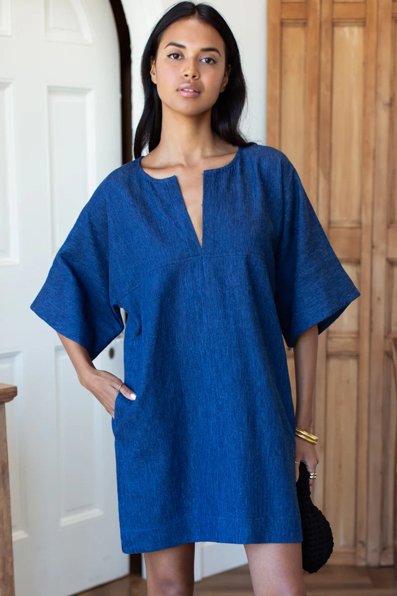 EMERSON FRY STRUCTURED DRESS - HEMP INDIGO