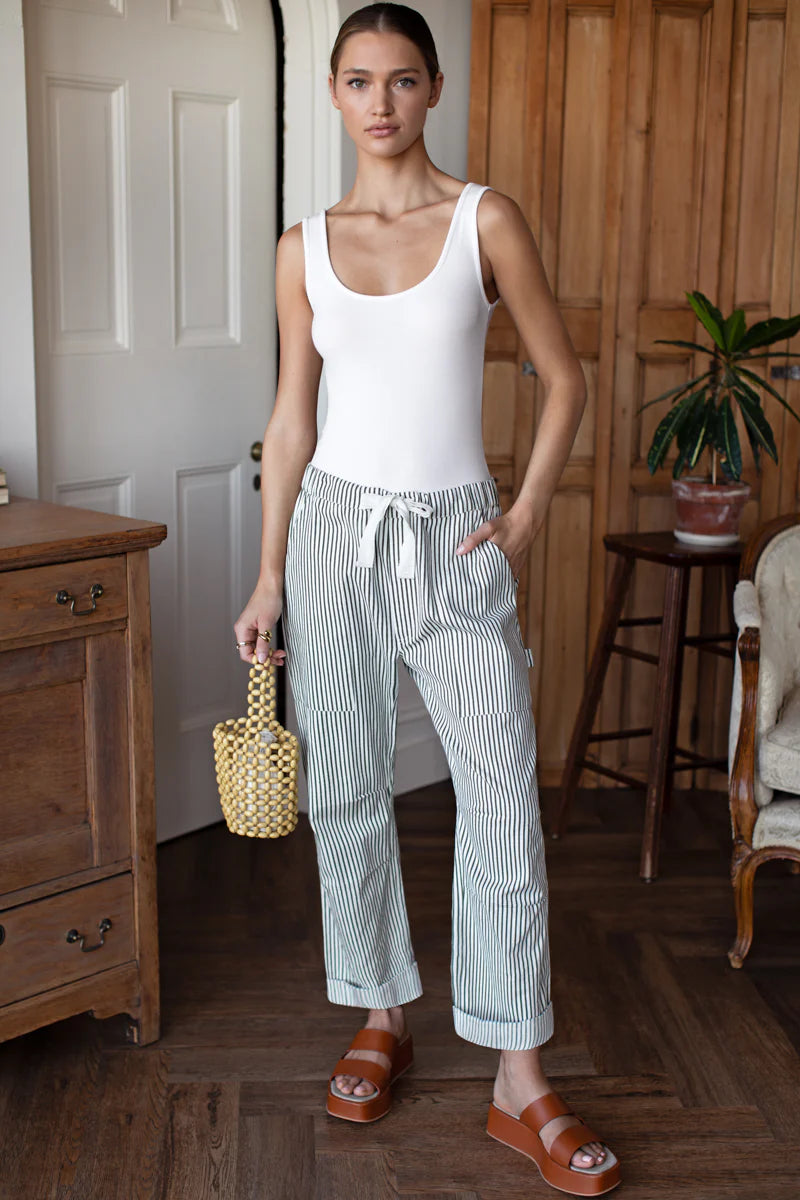 EMERSON FRY FAMILY CARGO PANT - MOSS STRIPE ORGANIC