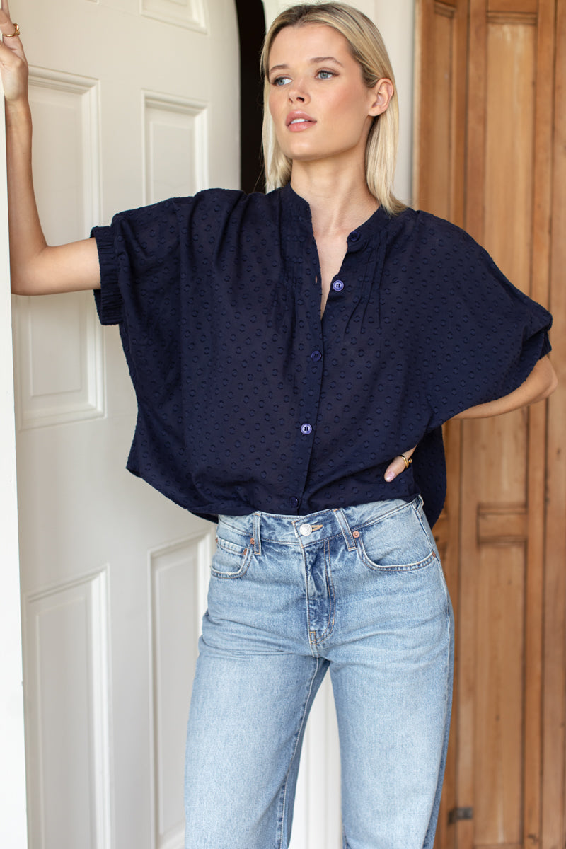 EMERSON FRY MANDARIN COLLAR TOP - 4 COLORS