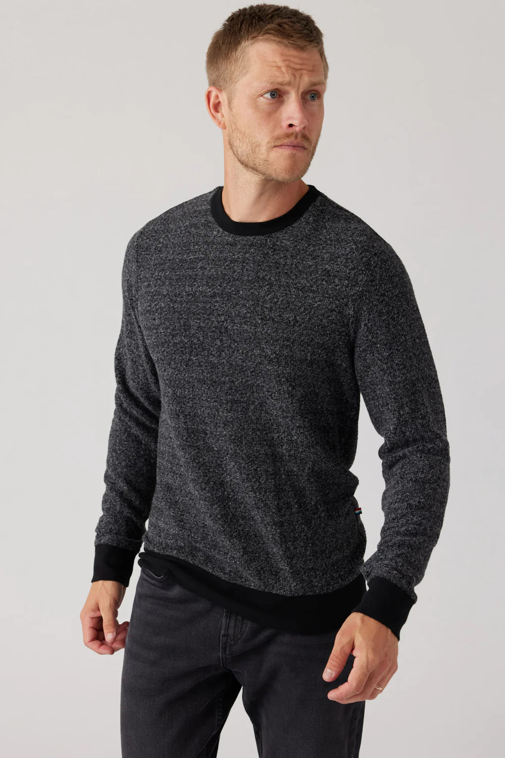 SOL ANGELES MENS BRUSHED BOUCLE PULLOVER - BLACK