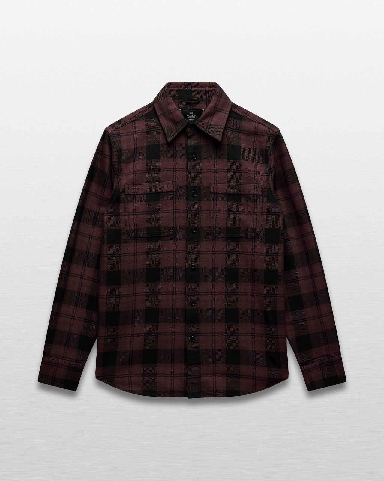 REIGNING CHAMP COTTON PLAID UNION STANDARD SHIRT - OXBLOOD