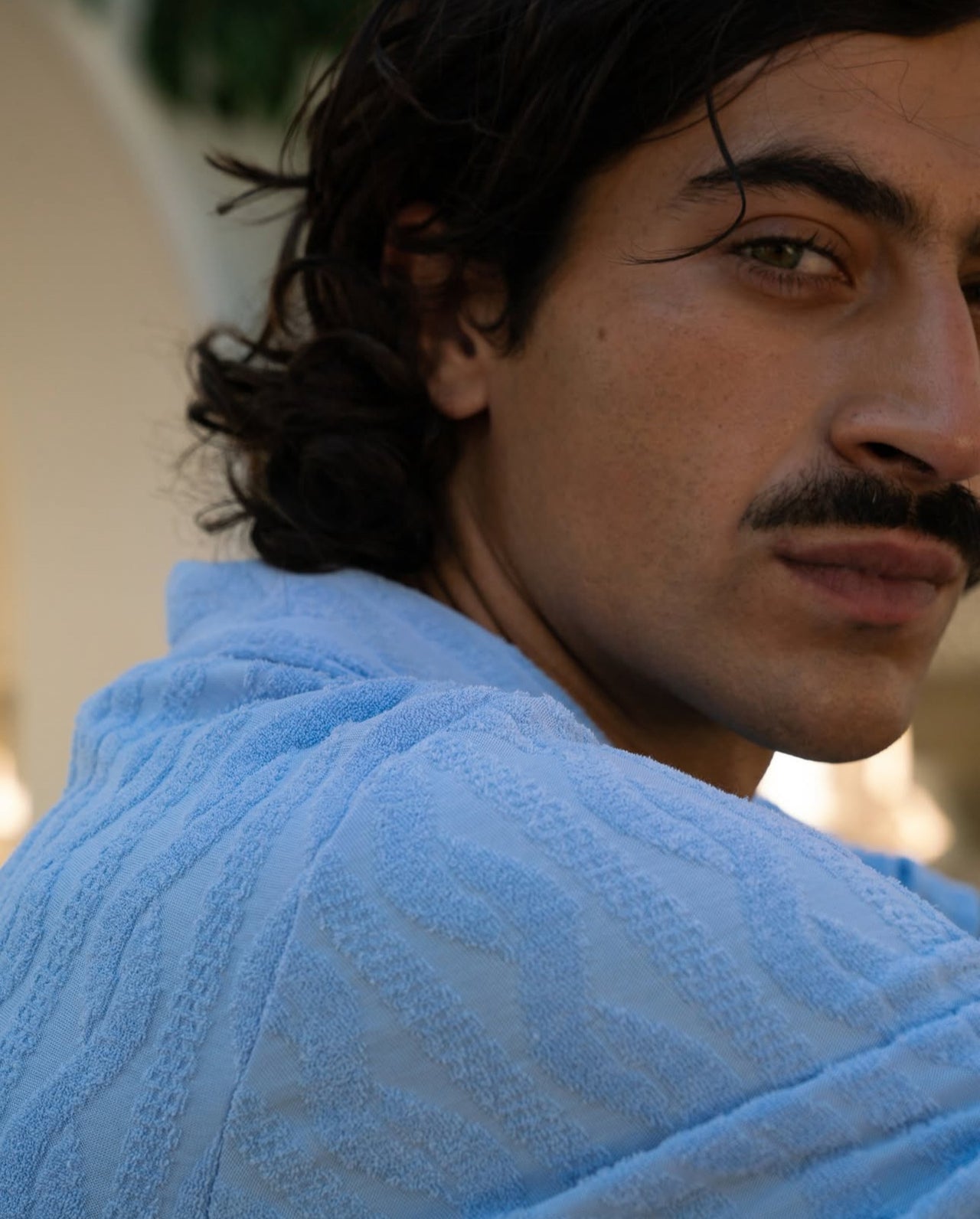 FRESCOBOL CARIOCA FAUSTINO TERRY COTTON POLO - CHAMBRAY BLUE