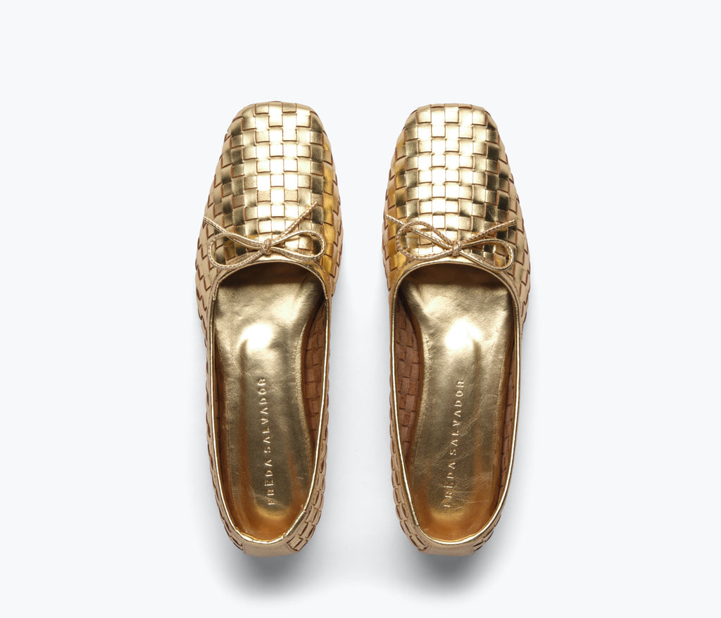 FRDA SALVADOR JADA SQUARE TOE BALLET FLAT - GOLD FRDA SALVADOR JADA SQUARE TOE BALLET FLAT - GOLD