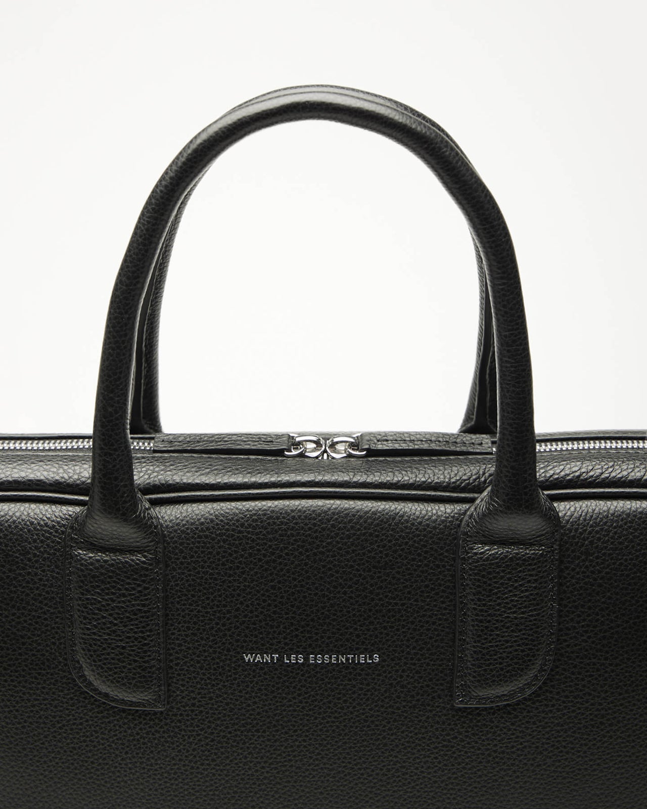 WANT LES ESSENTIELS LESAGE PEBBLE-GRAINED LEATHER COMPUTER BAG - BLACK