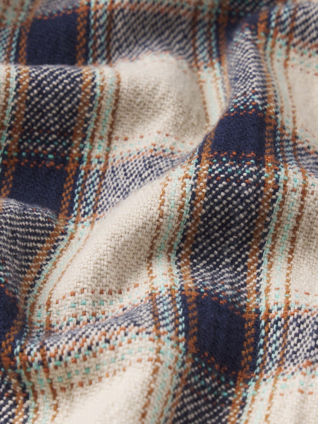 FRAME MENS PLAID OVERSHIRT - CREAM/NAVY PLAID