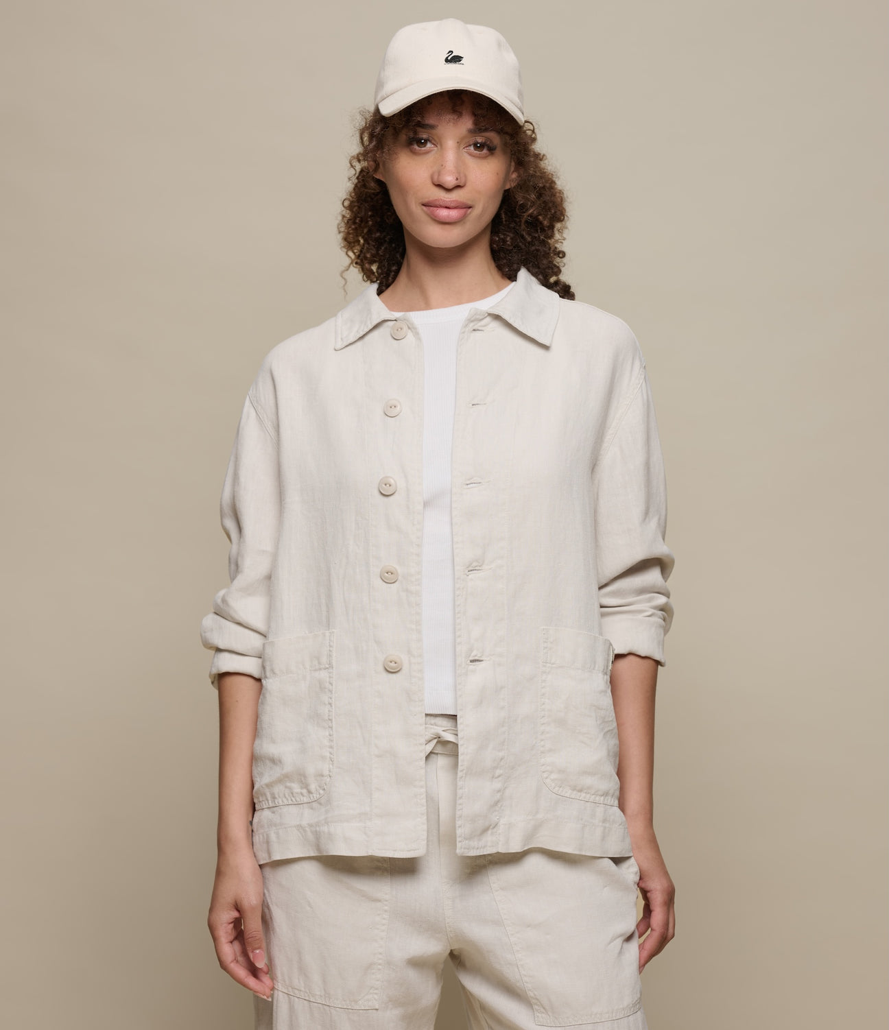 MERZ B. SCHWANEN UNISEX CROPPED LINEN WORKER JACKET - 2 COLORS