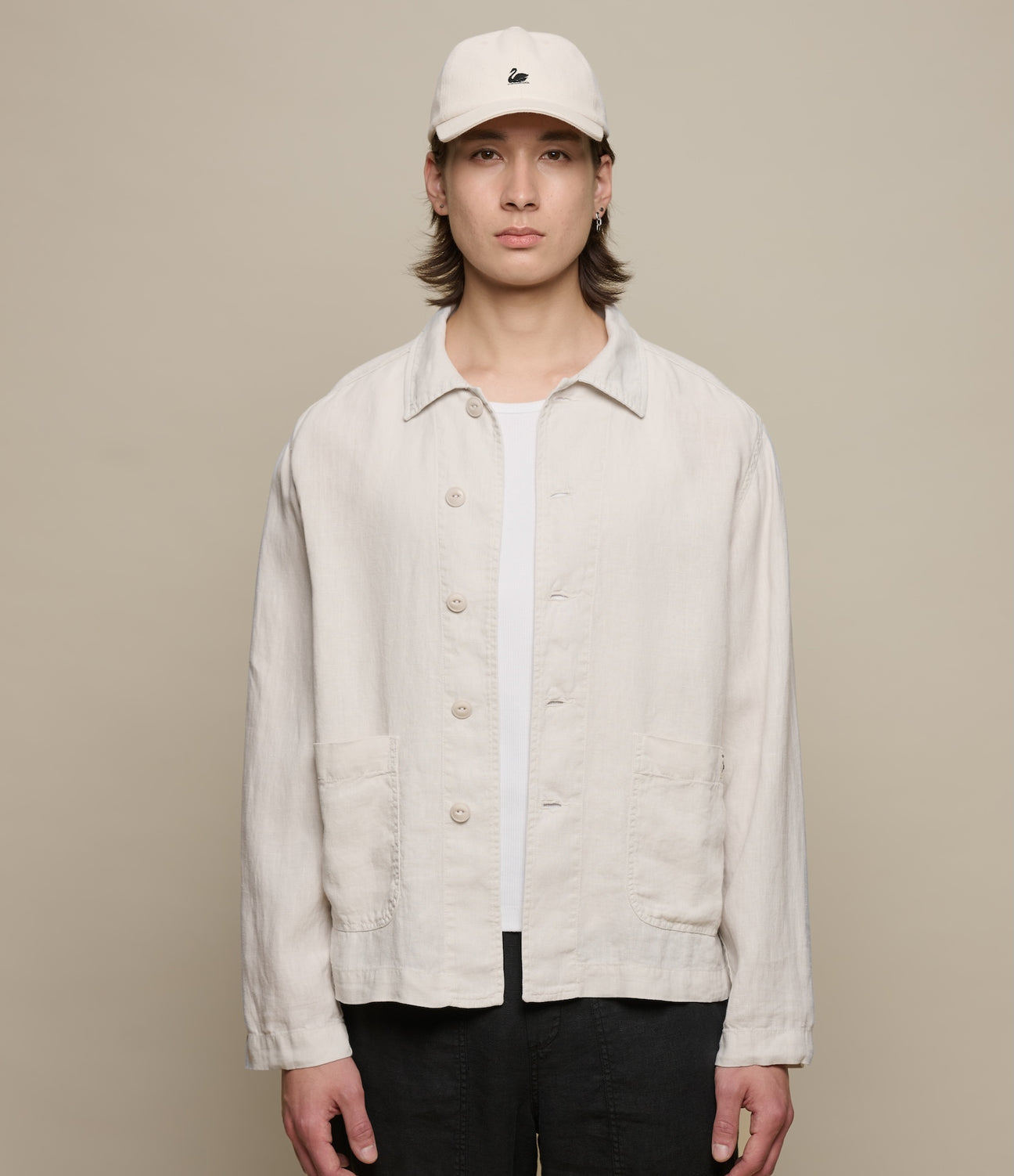 MERZ B. SCHWANEN UNISEX CROPPED LINEN WORKER JACKET - 2 COLORS