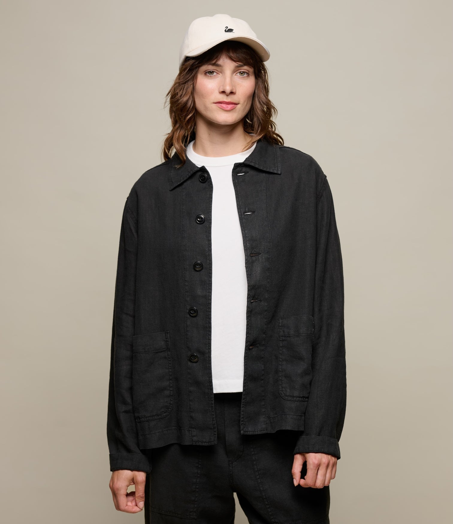 MERZ B. SCHWANEN UNISEX CROPPED LINEN WORKER JACKET - 2 COLORS