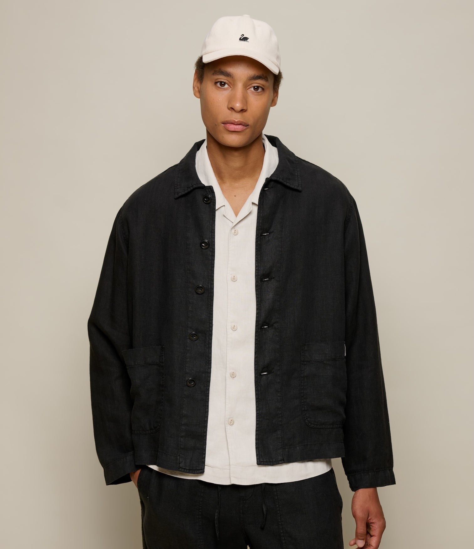 MERZ B. SCHWANEN UNISEX CROPPED LINEN WORKER JACKET - 2 COLORS