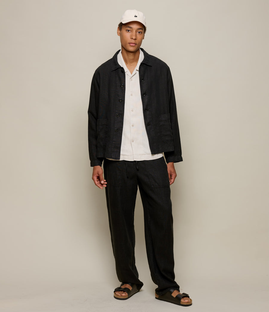 MERZ B. SCHWANEN UNISEX CROPPED LINEN WORKER JACKET - 2 COLORS