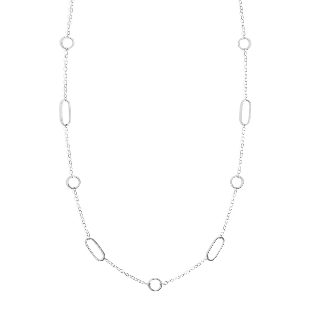 MELISSA JOY MANNING MULTI SHAPE FULL CHAIN 20" NECKLACE - STERLING SILVER