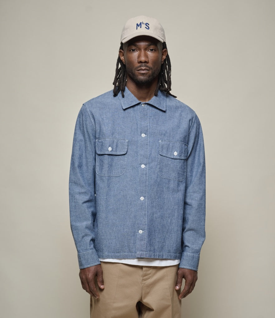 MERZ B. SCHWANEN CHAMBRAY SHIRT - DENIM BLUE