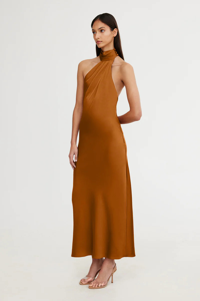 SIGNIFICANT OTHER DARCY BACKLESS DRESS - CARAMEL