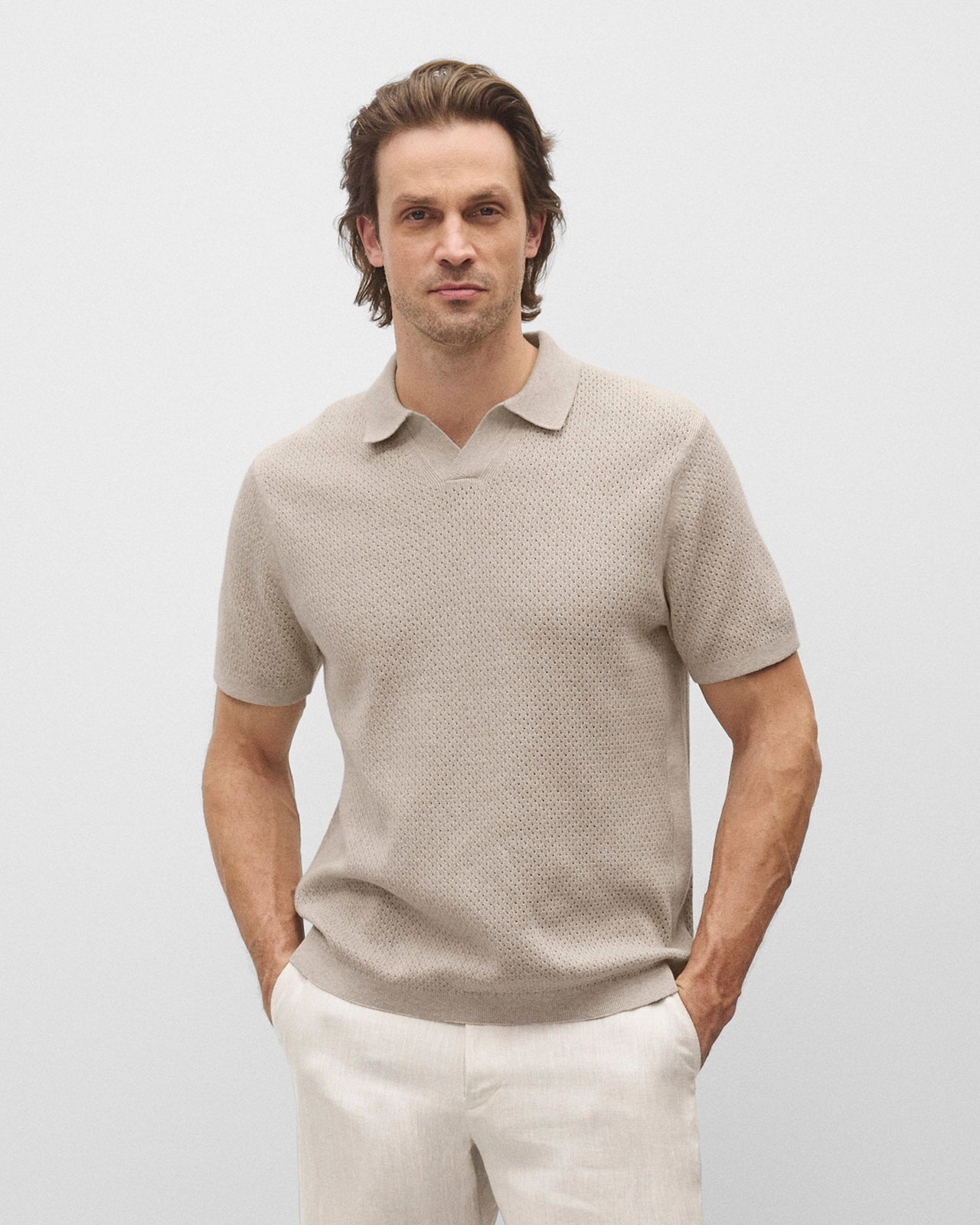 REIGNING CHAMP COTTON LINEN VICTOR POLO - 4 COLORS