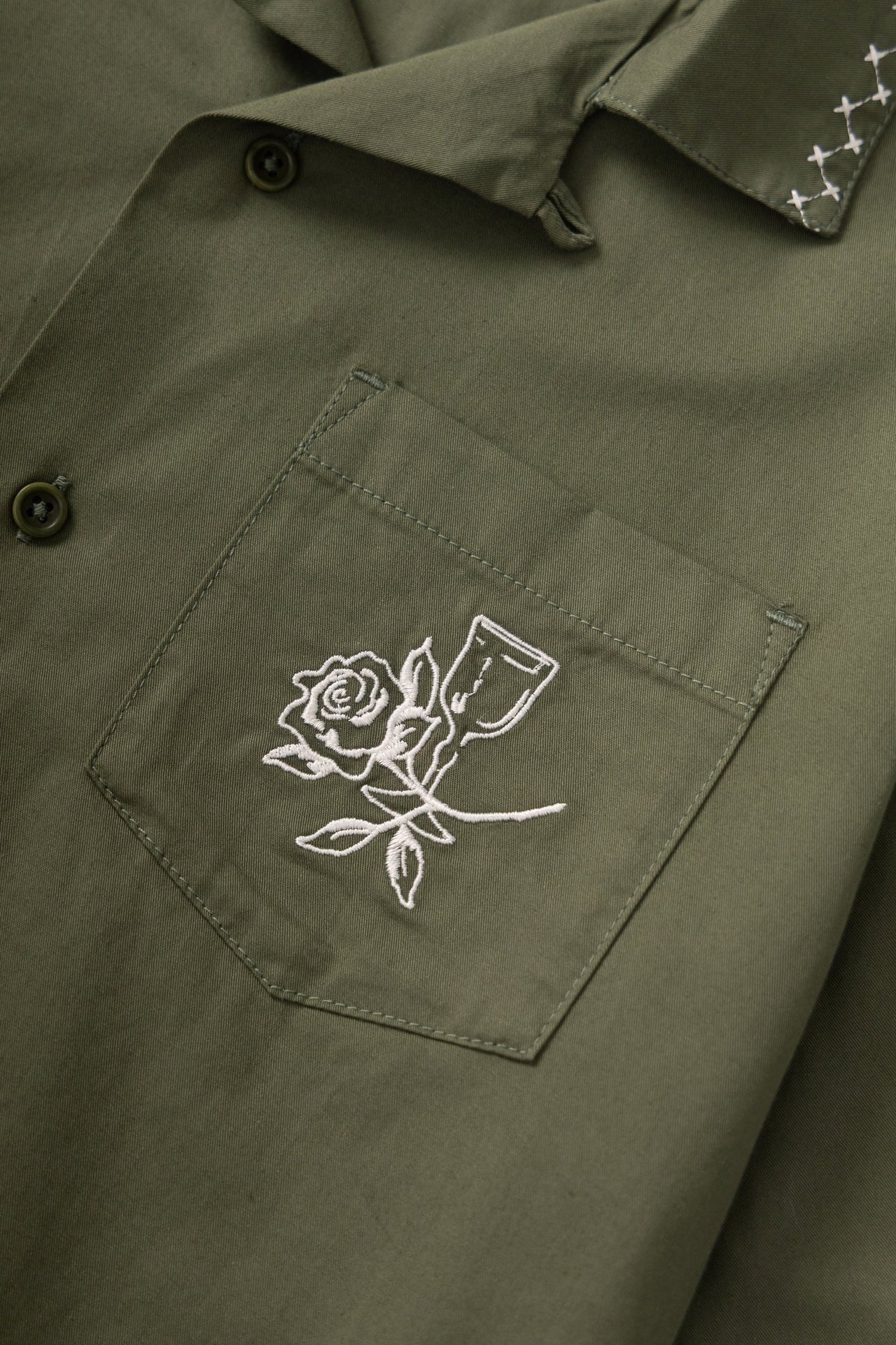 SERVICE WORKS BORDER SHIRT - OLIVE