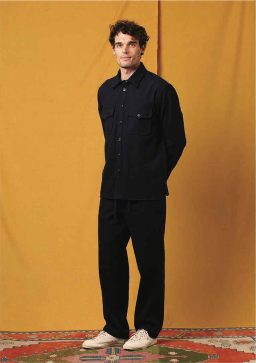 EAST HARBOUR SURPLUS MOAB WASHED FLANNEL OVERSHIRT - NAVY