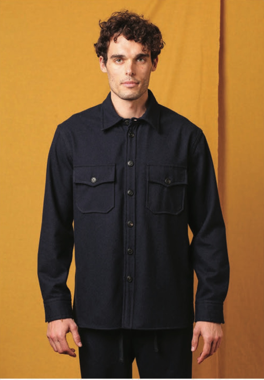 EAST HARBOUR SURPLUS MOAB WASHED FLANNEL OVERSHIRT - NAVY