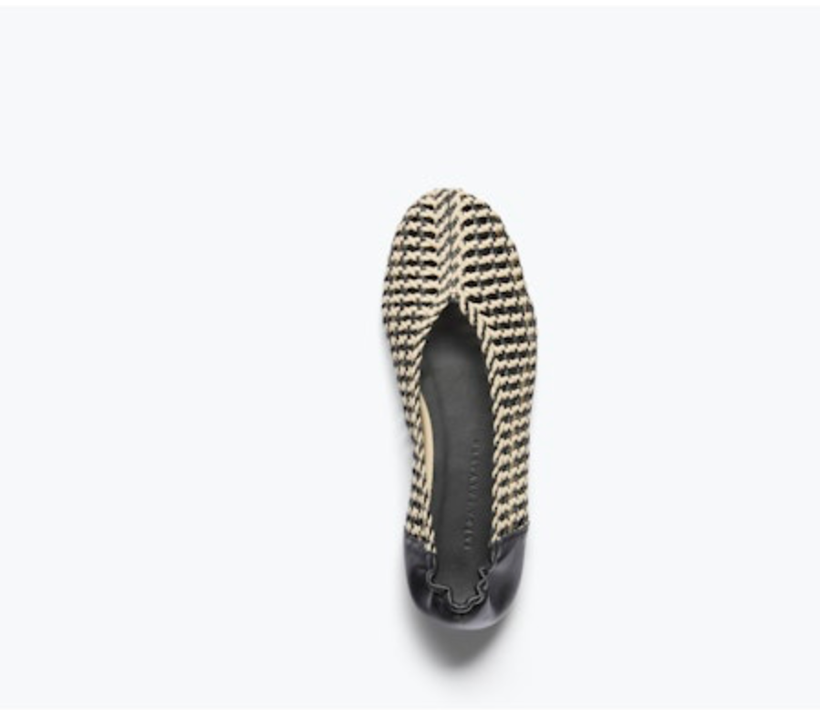 FRĒDA SALVADOR RILEY OPEN WEAVE BALLET FLAT - BLACK/VANILLA WOVEN CALF