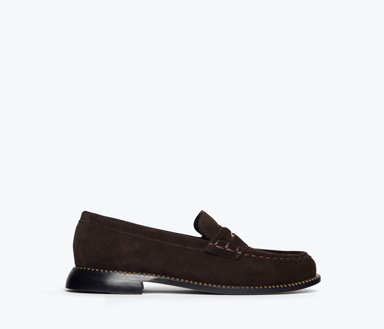 FRĒDA SALVADOR ELBA PENNY LOAFER - ESPRESSO SUEDE WITH HARDWARE