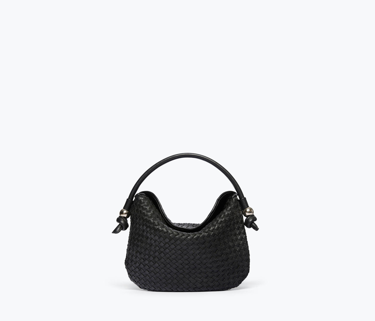 FRĒDA SALVADOR ELIS MINI CRESCENT BAG - BLACK WOVEN CALF