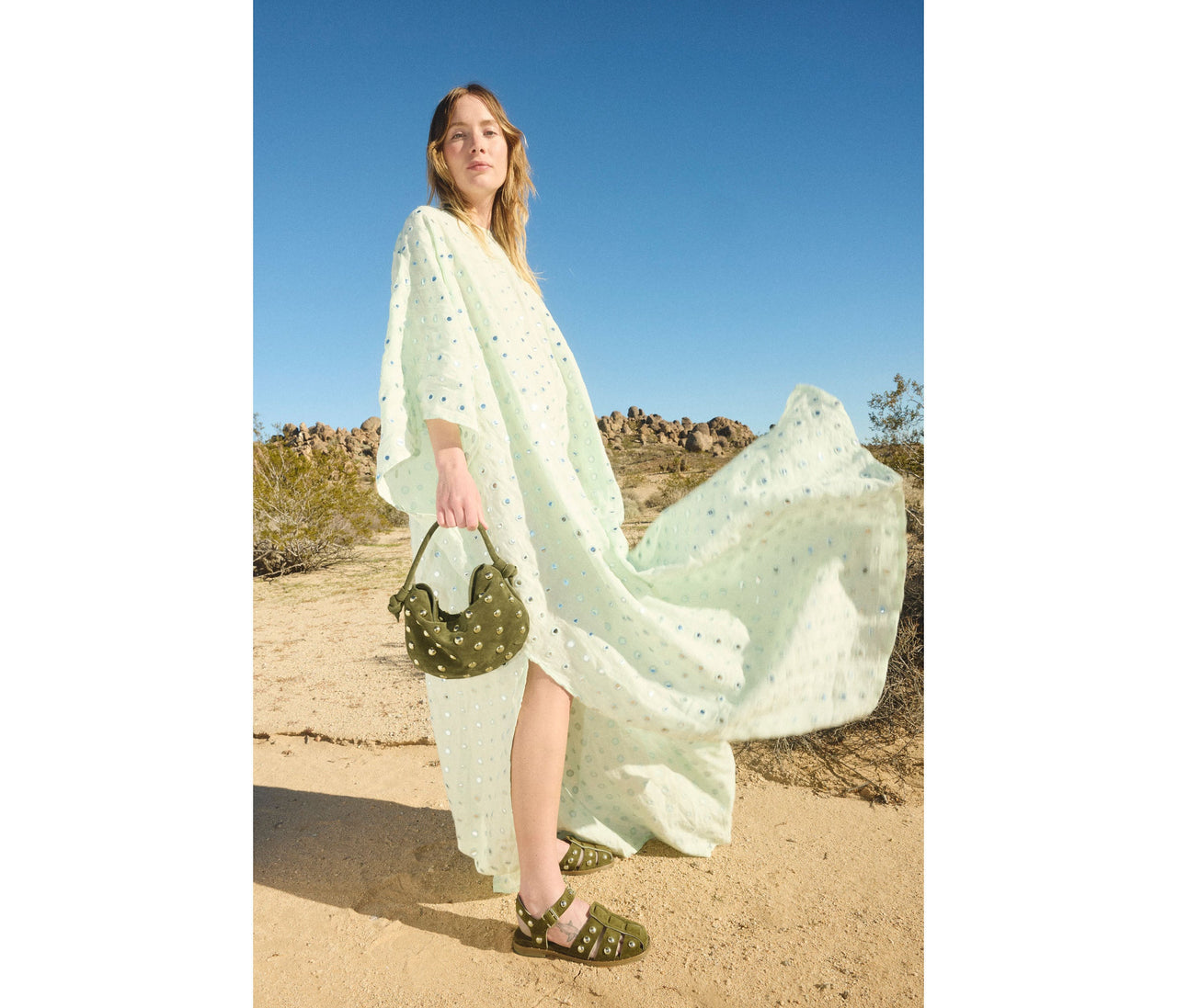 FRĒDA SALVADOR ELIS MINI CRESCENT BAG - OLIVE SUEDE