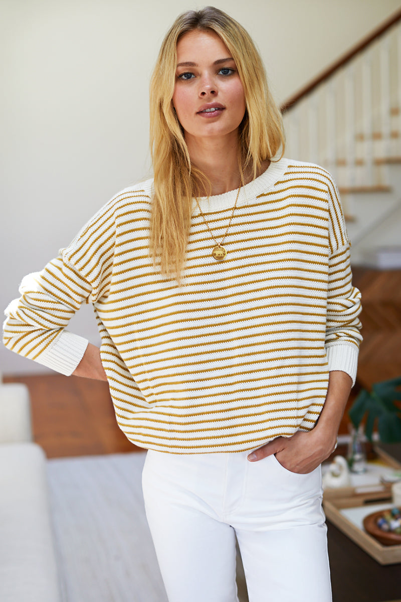 EMERSON FRY CAROLYN SWEATER - MARIGOLD STRIPE ORGANIC
