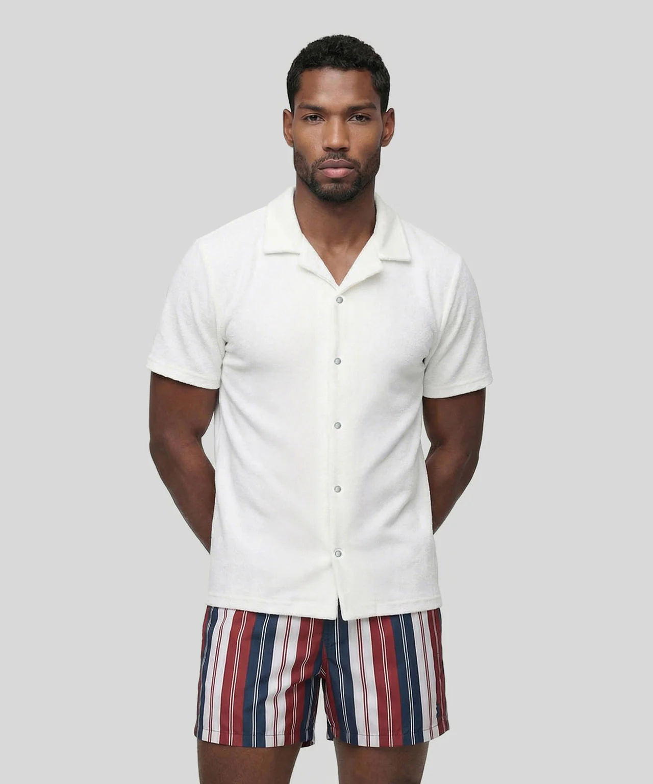 RON DORFF COTTON TERRY SHIRT - OFF WHITE