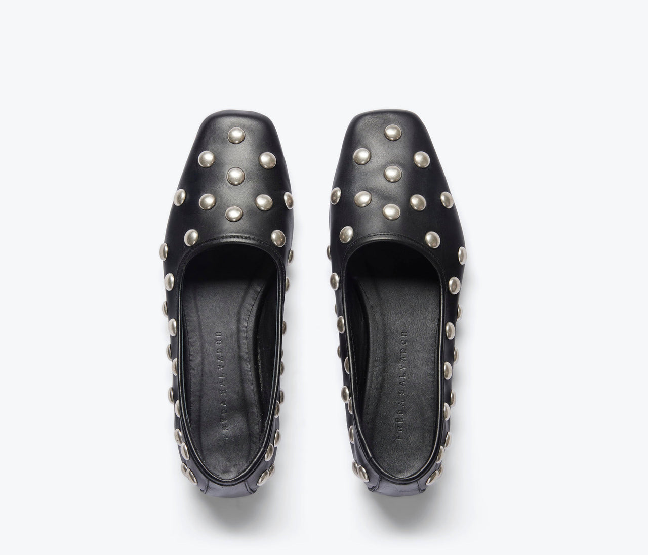 FRĒDA SALVADOR JESSIE BALLET FLAT - BLACK CALF WITH STUDS