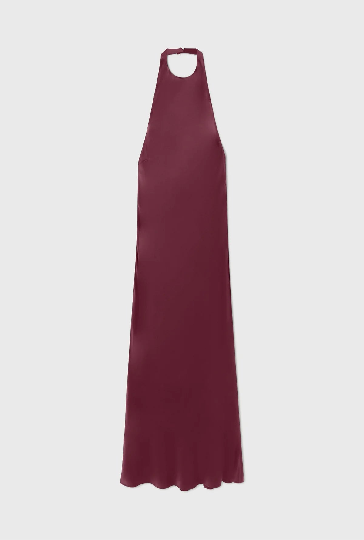 SILK LAUNDRY LONG HALTER DRESS - DEADLEAF