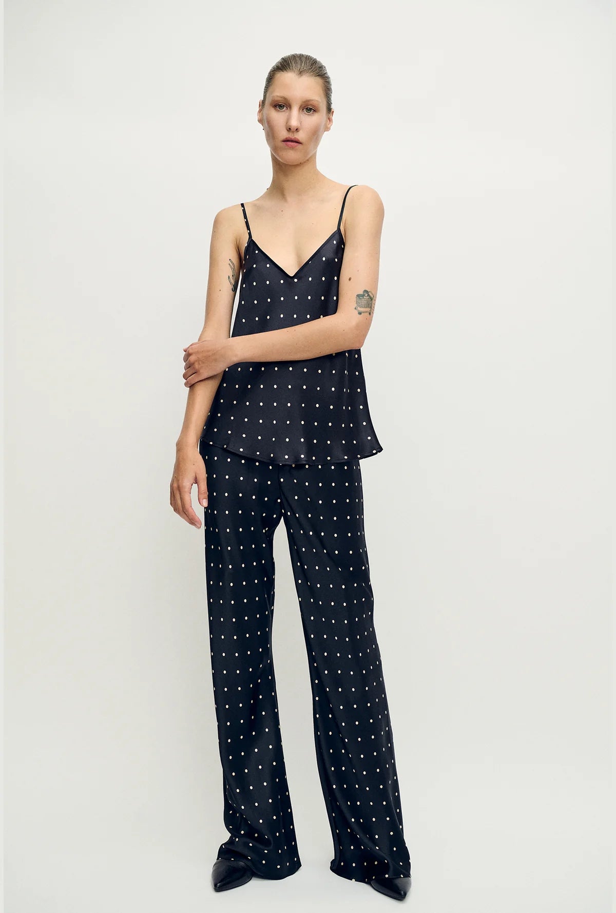 SILK LAUNDRY BIAS CUT PANTS - SMALL POLKA DOT