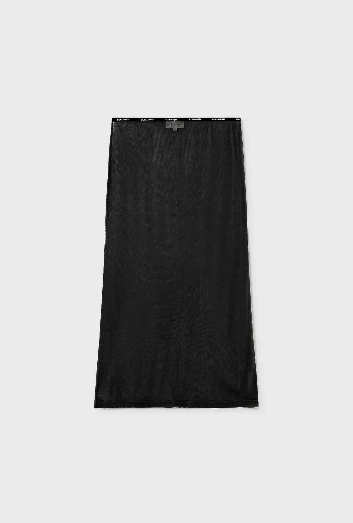 SILK LAUNDRY MESH SKIRT - BLACK
