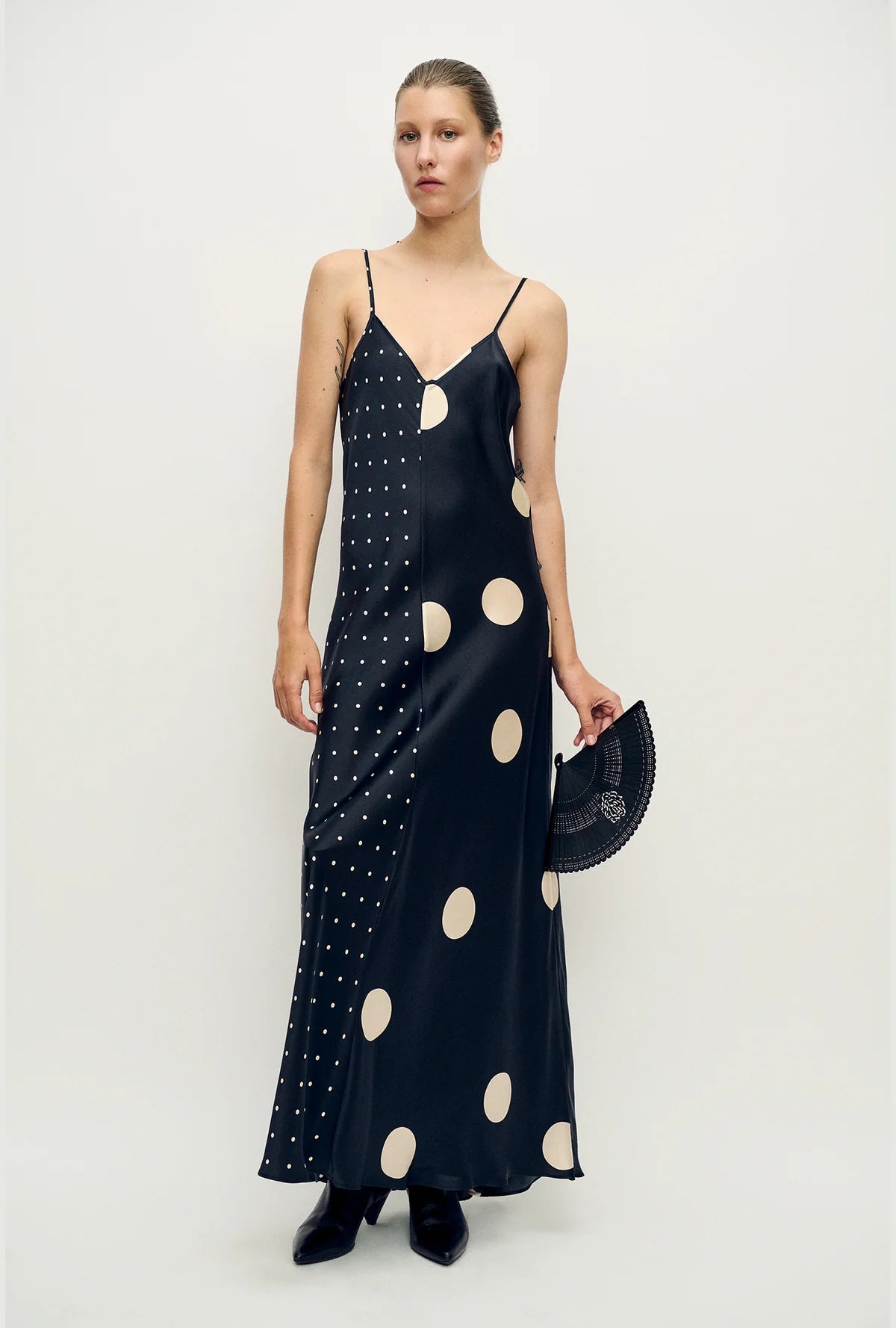 SILK LAUNDRY TWO-TONE DRESS - POLKA DOT MIX