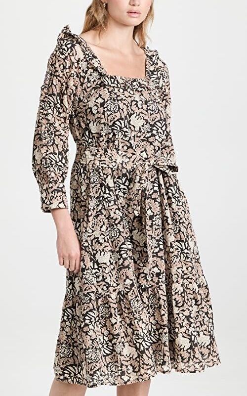 CLEOBELLA NOVA MIDI DRESS- FLEUR BLOCK PRINT