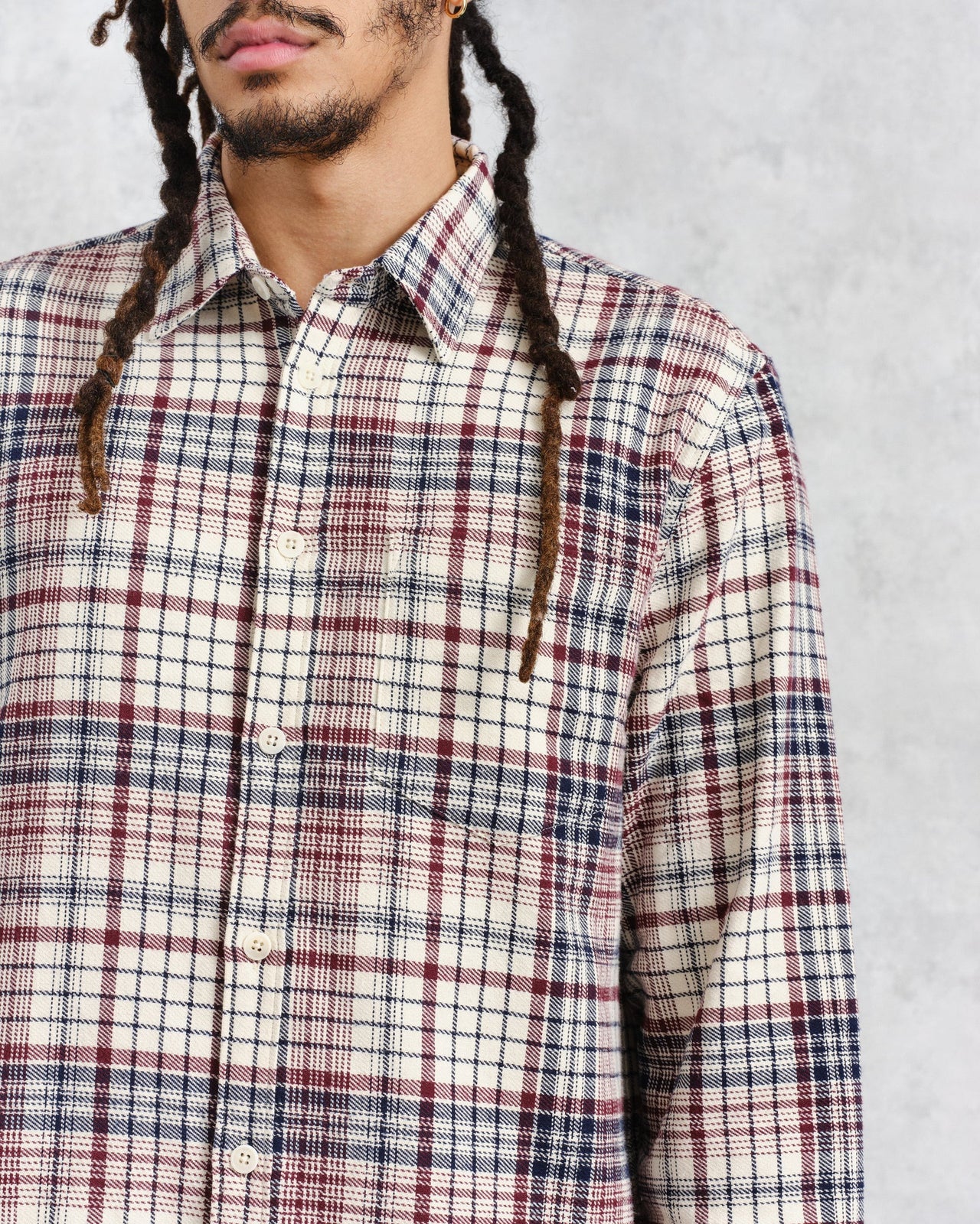 WAX LONDON SHELLY FLANNEL SHIRT - NAVY/RED