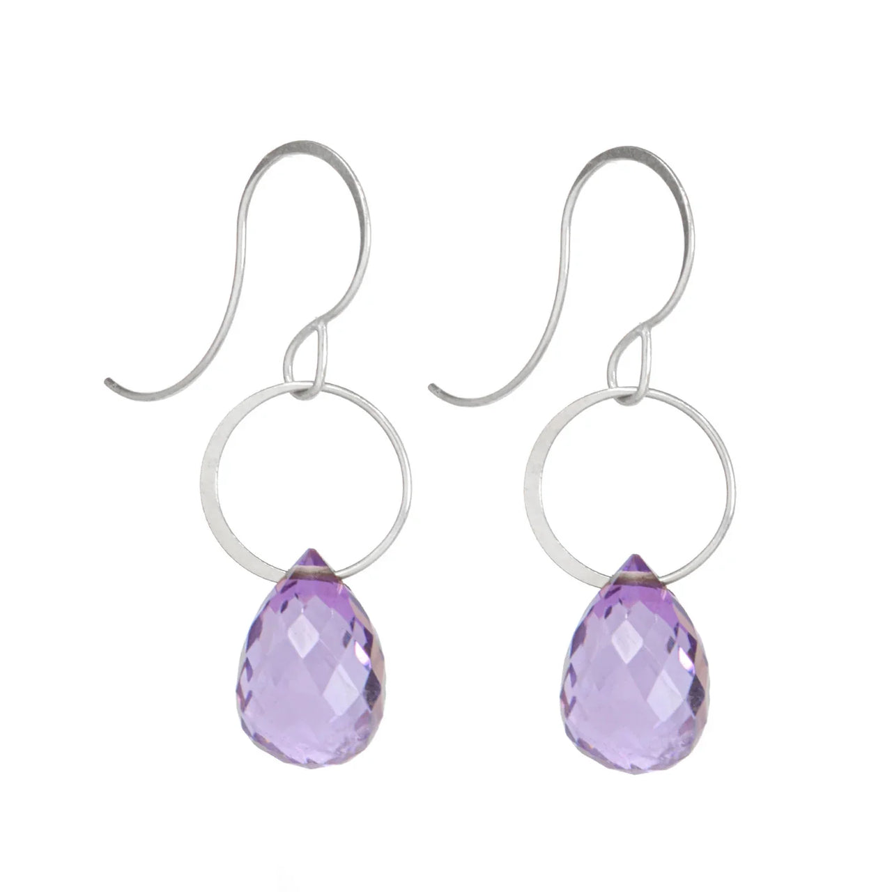 MELISSA JOY MANNING THREE LINK ROSE AMETHYST DROP EARRING - STERLING SILVER