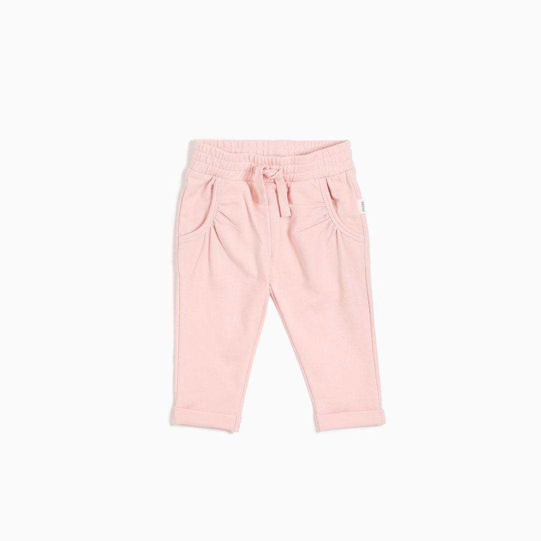 MILES INFANT JOGGER W/ PLEATING DETAILS- BABY PINK