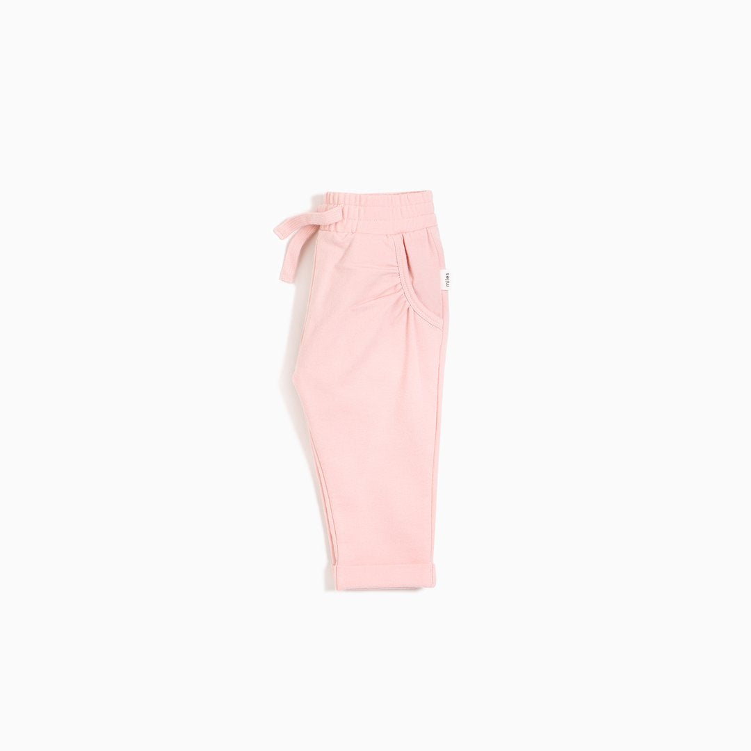 MILES INFANT JOGGER W/ PLEATING DETAILS- BABY PINK