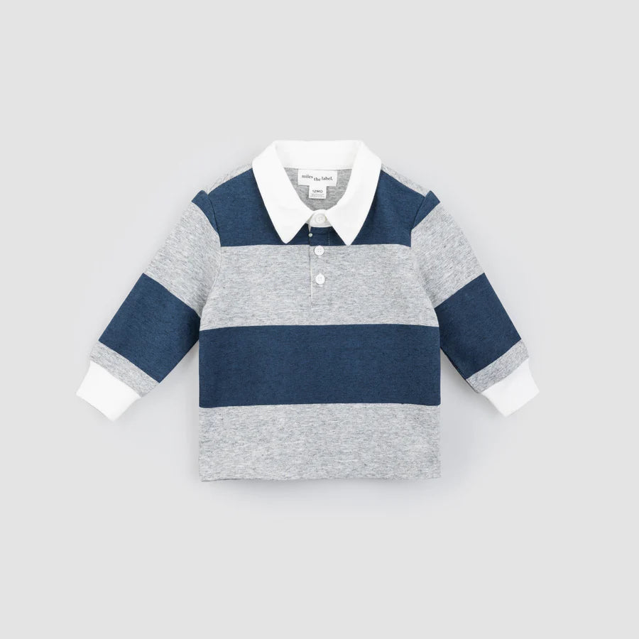 MILES INFANTS HEATHER GREY LONG SLEEVE RUGBY TOP