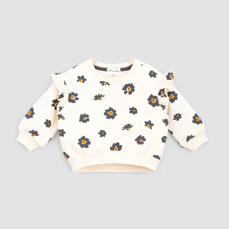 MILES INFANTS BLOSSOM PRINT ON CRÈME GIRLS' TERRY TOP